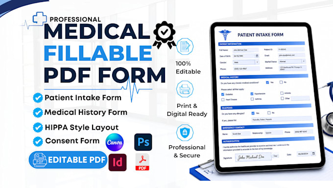 create fillable medical forms, checklist form, intake form, application form