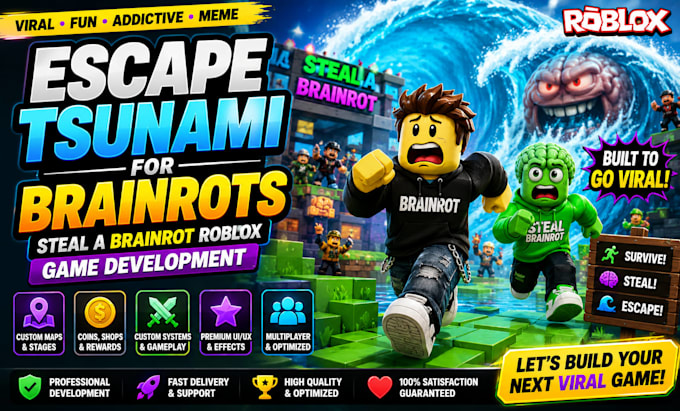 create escape tsunami for brainrots, steal a brainrot roblox game development