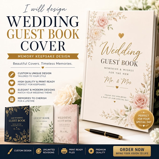 design wedding guest book cover memory keepsake design