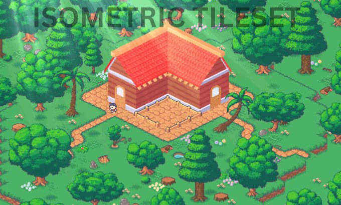 create pixel isometric game assets retro pixel art tileset, tilemap for 2d games