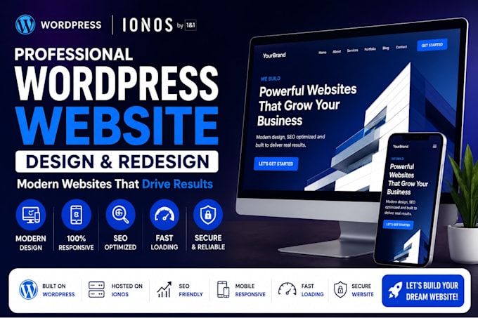 design redesign a stunning wordpress website on ionos with seo responsive design