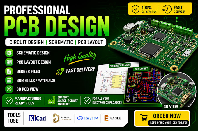 design pcb, circuit design, schematic, pcb layout and gerber files