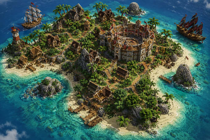 build minecraft castle villages, base, hubs, spawns in java or bedrock house