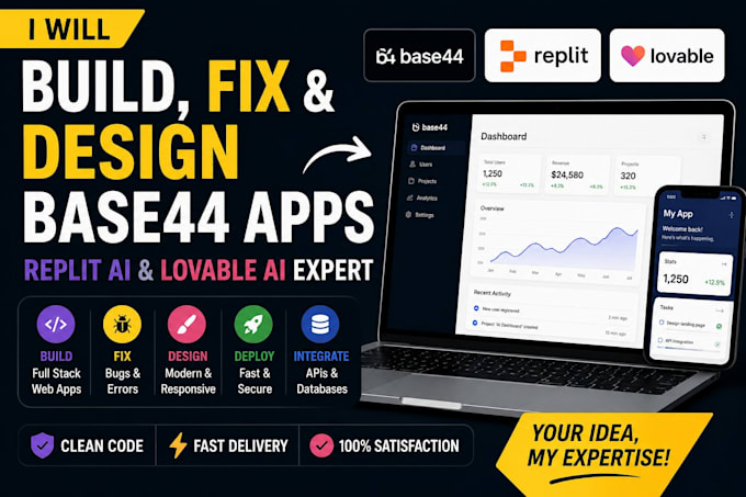 build base44 app, base44 bug fixing, replit ai, bolt, lovable ai developer