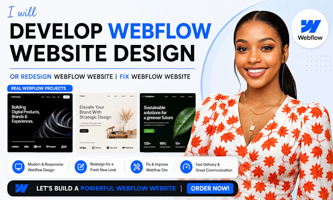 develop webflow website design or redesign webflow website fix webflow website