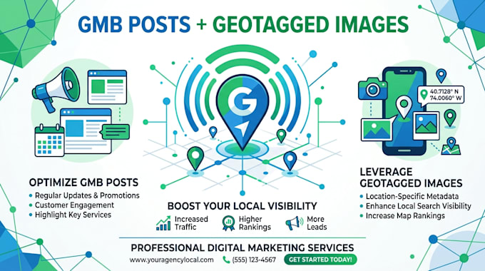 create 30 gmb posts with geotagged images for local map ranking