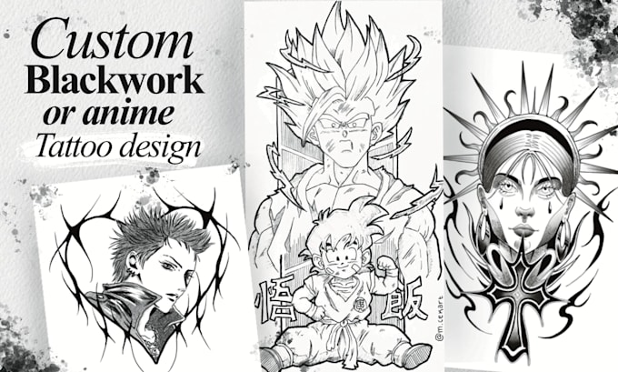 create a custom blackwork or anime tattoo design