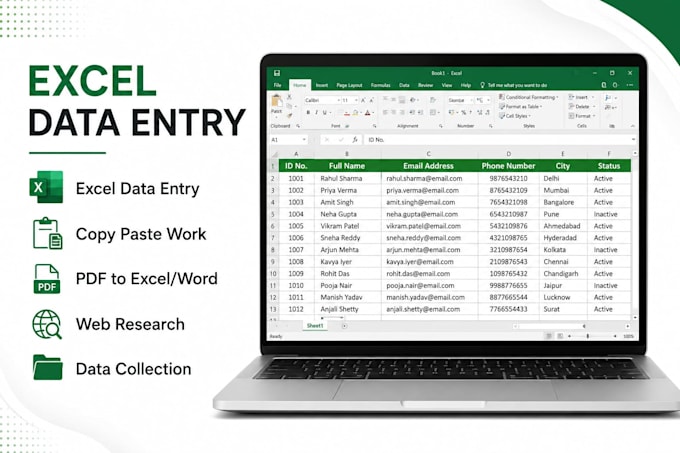do accurate data entry, excel data cleaning and copy paste work