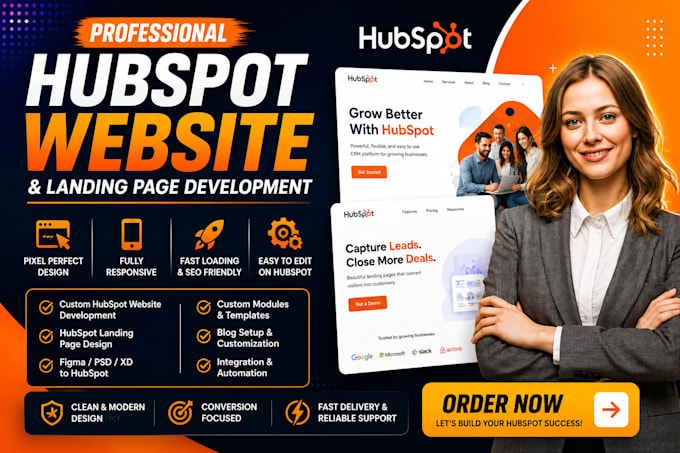 develop custom hubspot website, and hubspot landing page