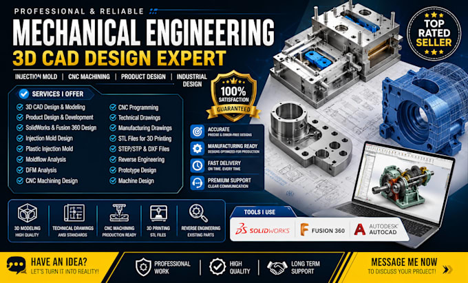 mechanical engineering, 3d cad design, injection mold ,3d product modeling, cnc