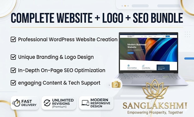 design a complete wordpress with logo and SEO