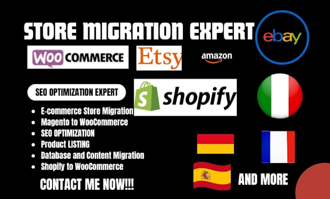 migrate prestashop to woocommerce, bigcommerce to shopify wordpress migration