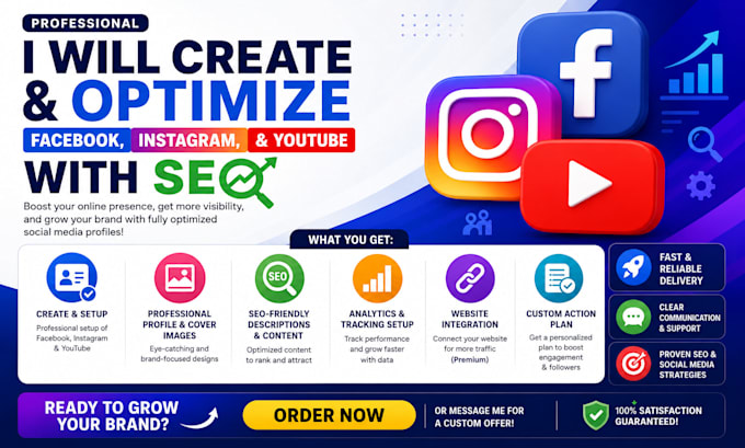 create and optimize facebook instagram and youtube SEO