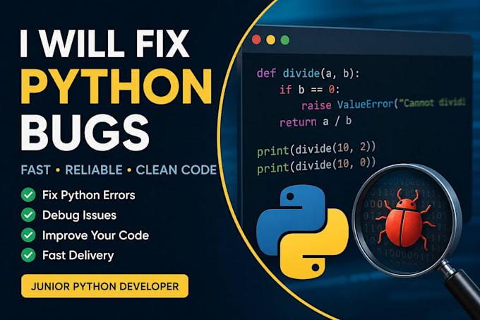fix python bugs and errors as a junior developer