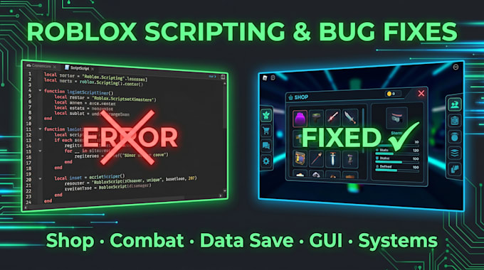 fix roblox scripts and build lua game systems for your roblox game