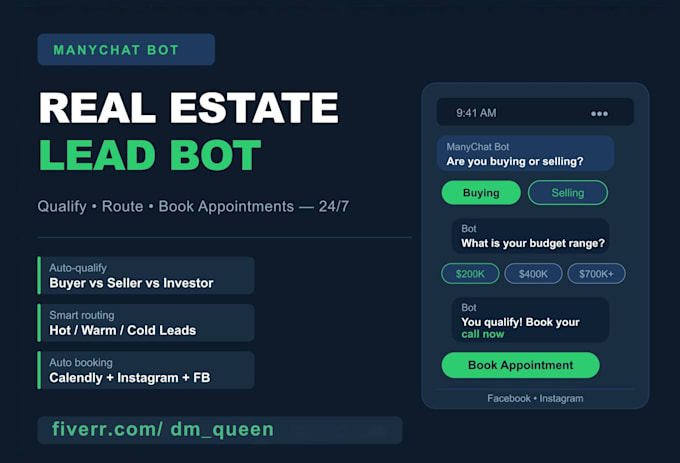 build a manychat real estate lead qualification and appointment booking bot