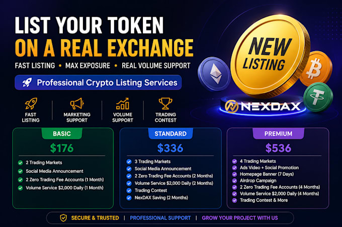 list your crypto token on nexdax exchange fast