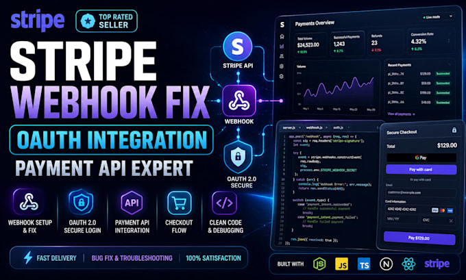 fix stripe webhook, oauth and payment integration issues