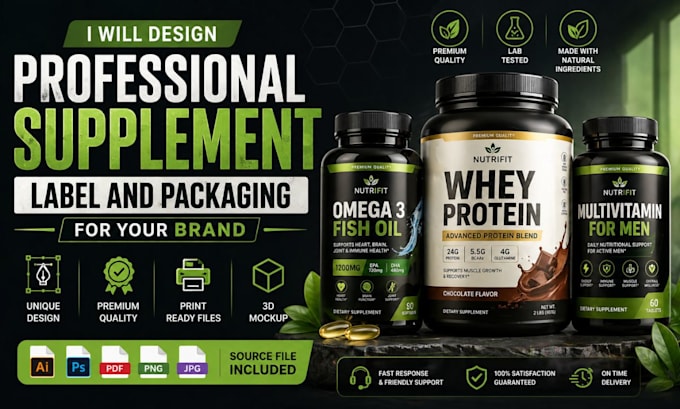 design professional supplement label and packaging