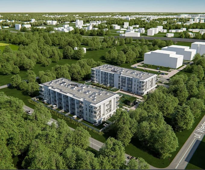 develop community masterplan layout, realistic 3d render for real estate project