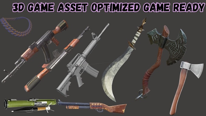 create stylized 3d game asset props weapons gun sword sci fi 3d modelling unity