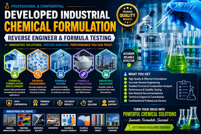 developed industrial chemical formulation reverse engineer and formula testing