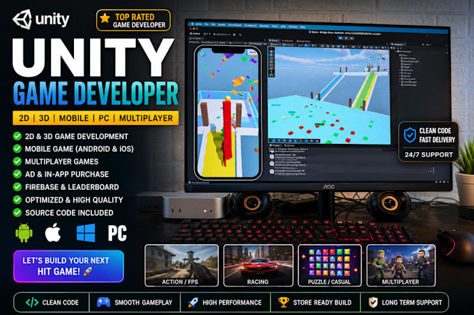 Develop unity 2d 3d mobile game for android ios and pc by Pipaliyavivek ...