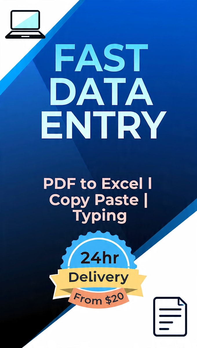 do fast data entry, PDF to excel, copy paste, typing in 24hr