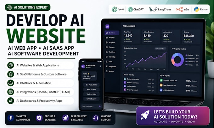 develop ai website, ai web application, ai saas app, ai software development
