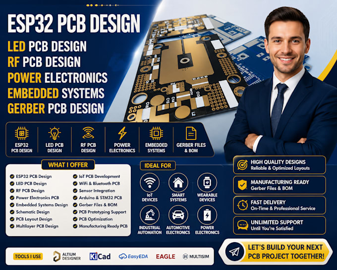 esp32 pcb design led pcb design rf pcb power electronics embedded systems gerber
