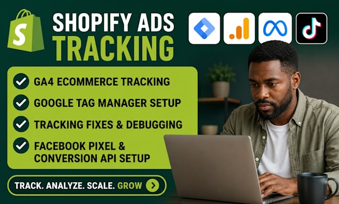 setup shopify facebook pixel ga4 tiktok pixel GTM ads tracking google ads
