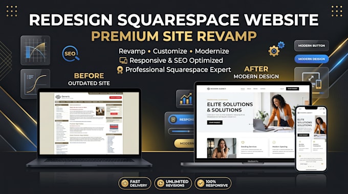 design or redesign squarespace website design, revamp and customize website