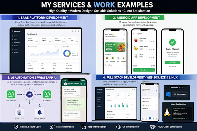 develop ai automation, mobile apps, websites and saas solutions