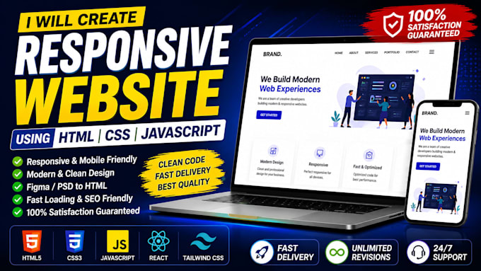 create responsive website using HTML CSS javascript