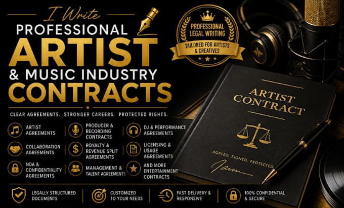 write professional artist and music industry contracts