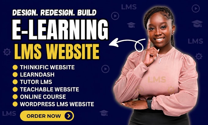build elearning website, lms wordpress website online course content, thinkific