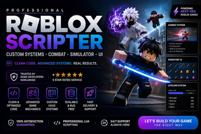script advanced roblox combat, UI and simulator systems in lua