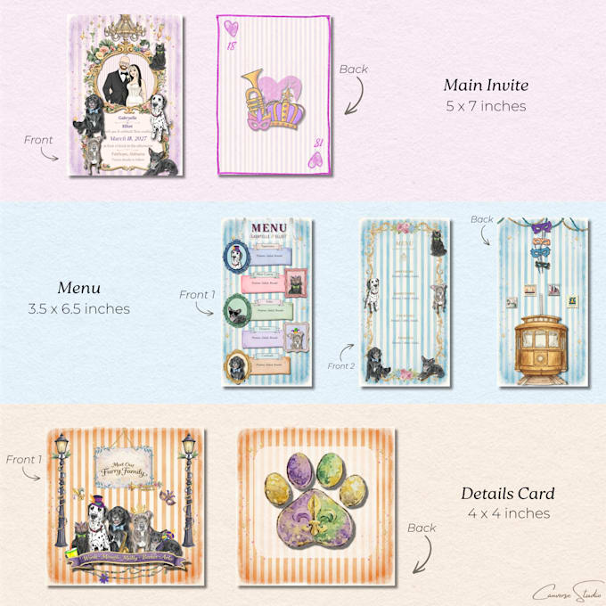 create fully custom, hand drawn wedding stationery suite