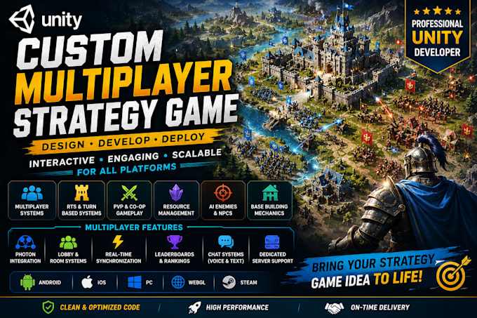 develop custom interactive unity multiplayer strategy game