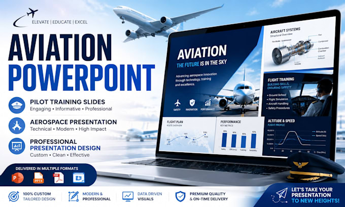 create aviation aerospace and pilot training power point presentation