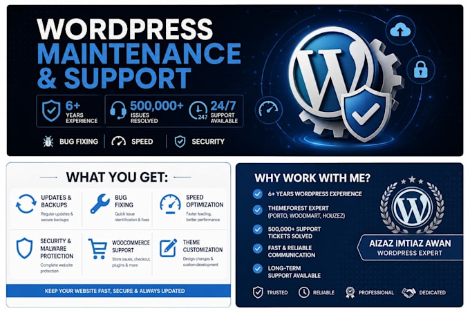 provide monthly wordpress maintenance and technical support