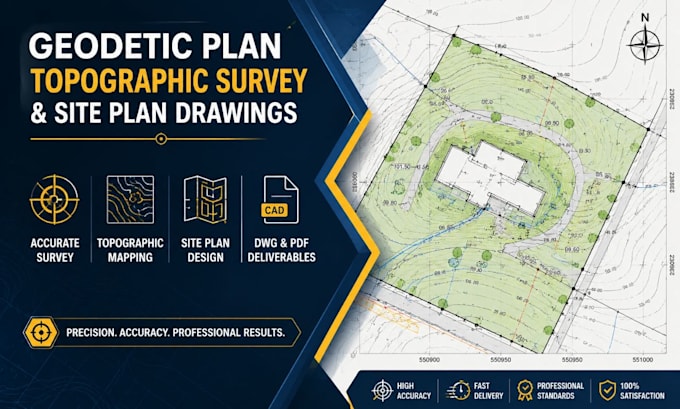 create accurate geodetic plan, topographic survey and site plan drawings