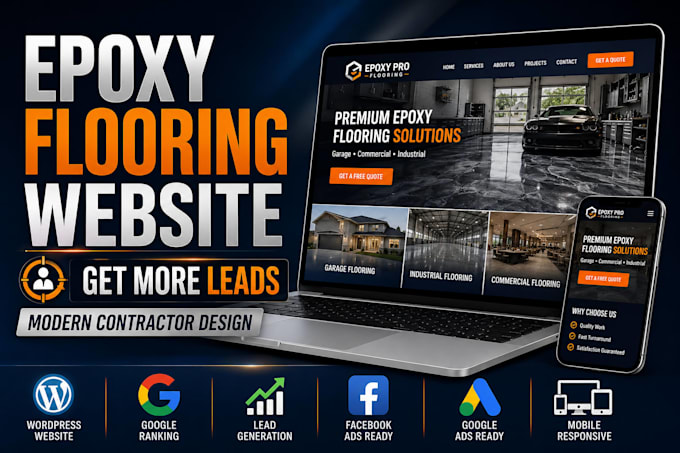 design epoxy flooring website for flooring and construction business google ads