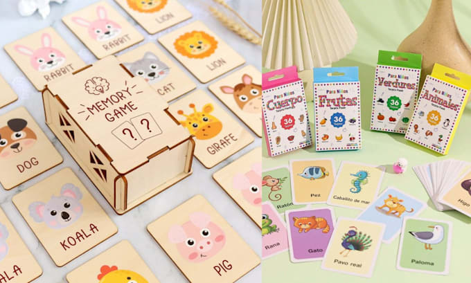Do educational cards design kids playing card game memory flash cards ...