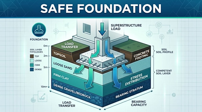 Design safe foundation system with soil bearing calculation by Arch ...