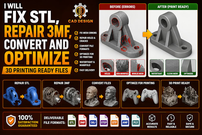 fix stl, repair 3mf, convert and optimize 3d printing ready files