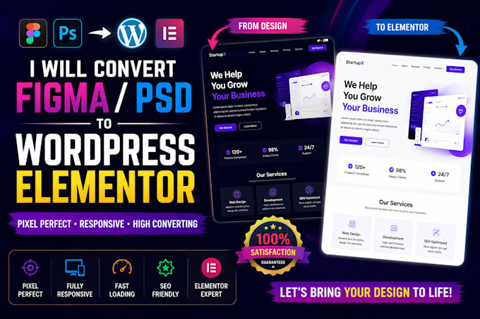 convert figma to wordpress, PSD to wordpress to elementor PSD to wordpress