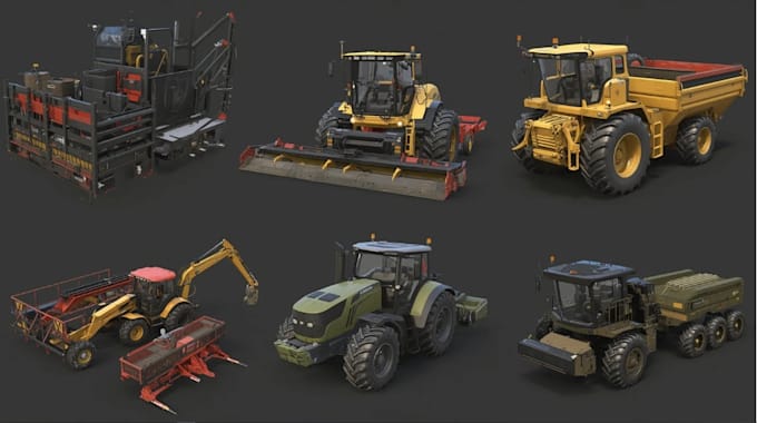 model construction equipment, tractor, 3d farming simulator, heavy machinery
