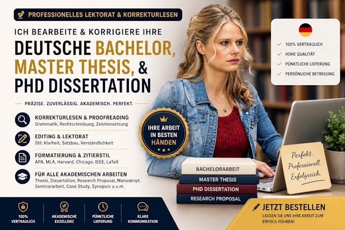proofread, edit german bachelor thesis, master thesis, and phd dissertation