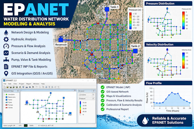 do epanet hydraulic and hydrological modeling using gis tools
